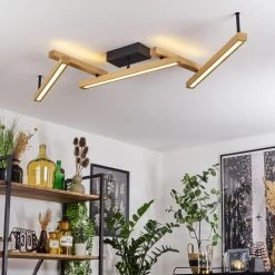 Hofstein Disentis&nbsp; Deckenleuchte LED Schwarz, Naturfarben, 1-flammig, Fernbedienung -LED Leuchten Verkäufe 2022 disentis deckenleuchte h3562123 4