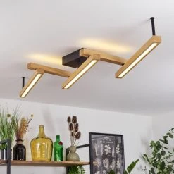 Hofstein Disentis&nbsp; Deckenleuchte LED Schwarz, Naturfarben, 1-flammig, Fernbedienung -LED Leuchten Verkäufe 2022 disentis deckenleuchte h3562123 5