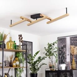 Hofstein Disentis&nbsp; Deckenleuchte LED Schwarz, Naturfarben, 1-flammig, Fernbedienung -LED Leuchten Verkäufe 2022 disentis deckenleuchte h3562123 6