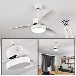 Hofstein Doha Deckenventilator LED Wei&szlig;, 1-flammig, Fernbedienung