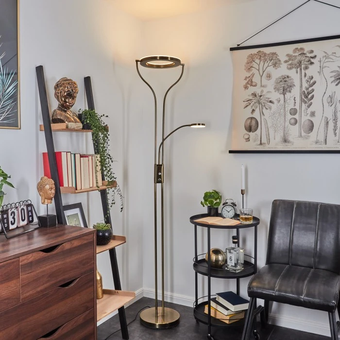 Hofstein Donna Deckenfluter LED Altmessing, 2-flammig 1 Hofstein Donna Deckenfluter LED Altmessing, 2-flammig