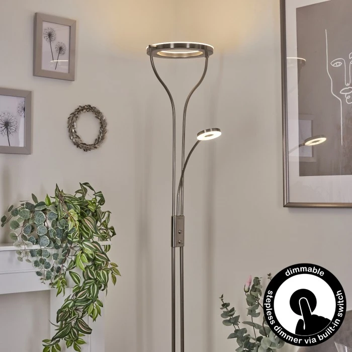 Hofstein Donna Stehleuchte LED Nickel-Matt, 2-flammig 1 Hofstein Donna Stehleuchte LED Nickel-Matt, 2-flammig