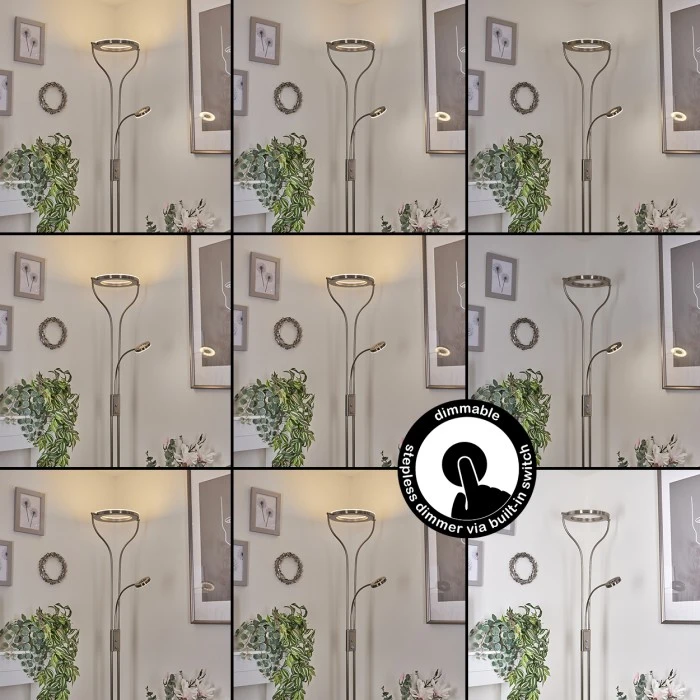 Hofstein Donna Stehleuchte LED Nickel-Matt, 2-flammig 2 Hofstein Donna Stehleuchte LED Nickel-Matt, 2-flammig – Bild 2