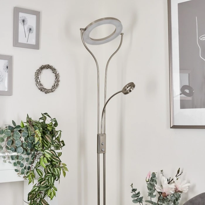 Hofstein Donna Stehleuchte LED Nickel-Matt, 2-flammig 12 Hofstein Donna Stehleuchte LED Nickel-Matt, 2-flammig – Bild 12