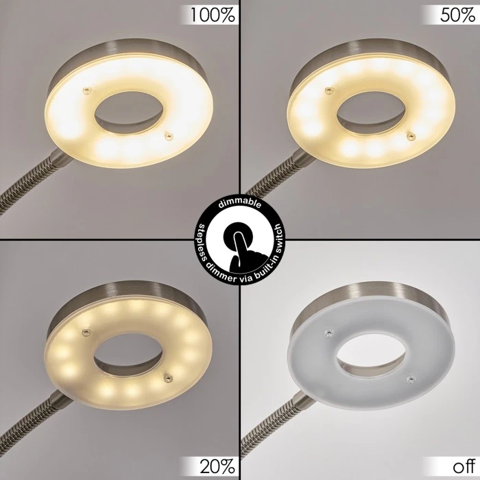 Hofstein Donna Stehleuchte LED Nickel-Matt, 2-flammig 3 Hofstein Donna Stehleuchte LED Nickel-Matt, 2-flammig – Bild 3