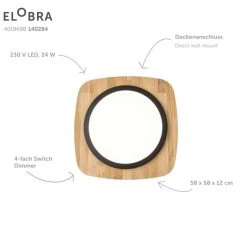 Elobra Kinderleuchten Elobra Argentina Deckenleuchte LED Schwarz, Naturfarben, 1-flammig -LED Leuchten Verkäufe 2022 elobra argentina deckenleuchte 140284 2