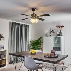 Hofstein Estepona Deckenventilator LED Chrom, Braun, Wei&szlig;, 3-flammig -LED Leuchten Verkäufe 2022 estepona deckenventilator h3369975 10