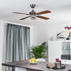 Hofstein Estepona Deckenventilator LED Chrom, Braun, Wei&szlig;, 3-flammig -LED Leuchten Verkäufe 2022 estepona deckenventilator h3369975 12