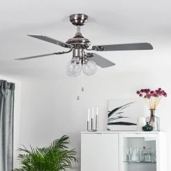 Hofstein Estepona Deckenventilator LED Chrom, Braun, Wei&szlig;, 3-flammig -LED Leuchten Verkäufe 2022 estepona deckenventilator h3369975 14