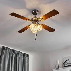 Hofstein Estepona Deckenventilator LED Chrom, Braun, Wei&szlig;, 3-flammig -LED Leuchten Verkäufe 2022 estepona deckenventilator h3369975 15