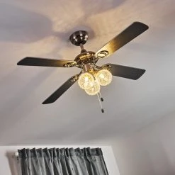 Hofstein Estepona Deckenventilator LED Chrom, Braun, Wei&szlig;, 3-flammig -LED Leuchten Verkäufe 2022 estepona deckenventilator h3369975 16