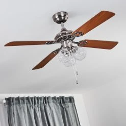 Hofstein Estepona Deckenventilator LED Chrom, Braun, Wei&szlig;, 3-flammig -LED Leuchten Verkäufe 2022 estepona deckenventilator h3369975 17