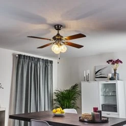 Hofstein Estepona Deckenventilator LED Chrom, Braun, Wei&szlig;, 3-flammig -LED Leuchten Verkäufe 2022 estepona deckenventilator h3369975 4