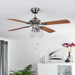 Hofstein Estepona Deckenventilator LED Chrom, Braun, Wei&szlig;, 3-flammig -LED Leuchten Verkäufe 2022 estepona deckenventilator h3369975 6