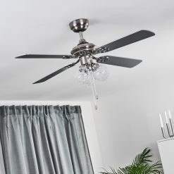 Hofstein Estepona Deckenventilator LED Chrom, Braun, Wei&szlig;, 3-flammig -LED Leuchten Verkäufe 2022 estepona deckenventilator h3369975 7