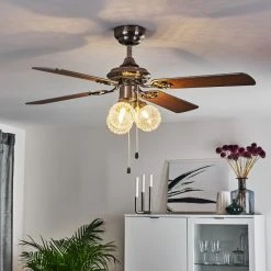 Hofstein Estepona Deckenventilator LED Chrom, Braun, Wei&szlig;, 3-flammig -LED Leuchten Verkäufe 2022 estepona deckenventilator h3369975 9