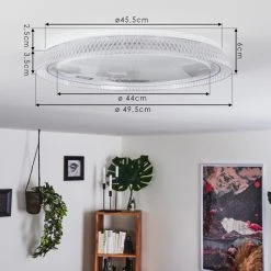 Hofstein Feletto Deckenleuchte LED Wei&szlig;, Transparent, Klar, 1-flammig, Fernbedienung -LED Leuchten Verkäufe 2022 feletto deckenleuchte h3383568 3