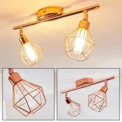 Hofstein Ferrand Deckenleuchte LED Kupferfarben, 2-flammig