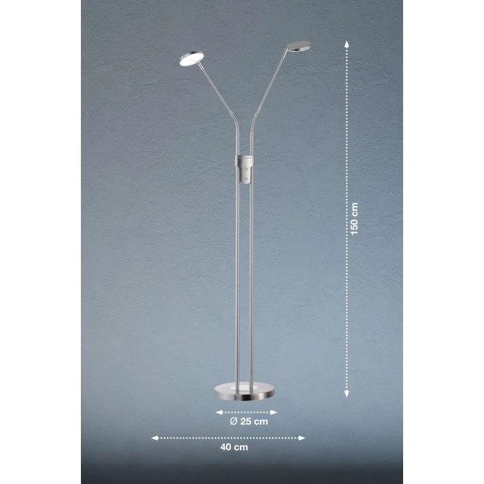FHL easy Luna Stehleuchte LED Nickel-Matt, 2-flammig 2 FHL easy Luna Stehleuchte LED Nickel-Matt, 2-flammig – Bild 2