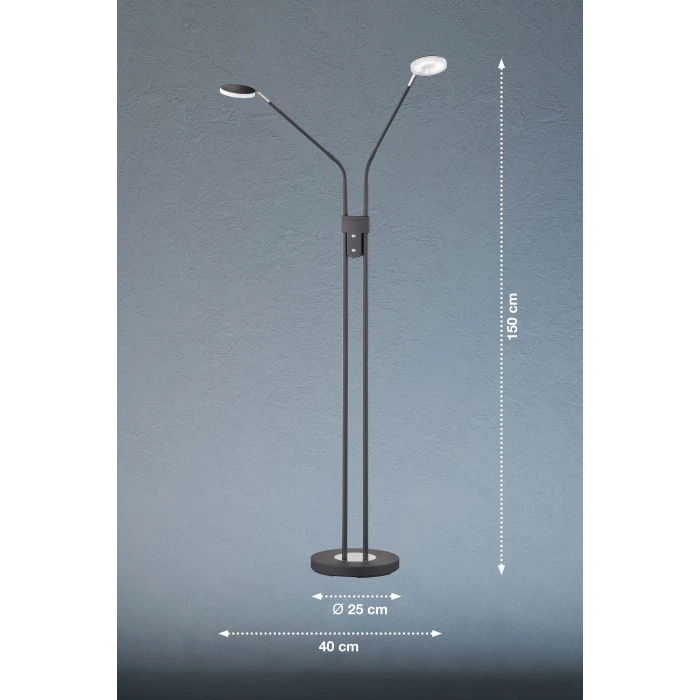FHL easy Luna Stehleuchte LED Schwarz, 2-flammig 2 FHL easy Luna Stehleuchte LED Schwarz, 2-flammig – Bild 2
