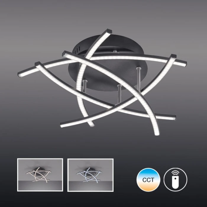 Honsel Leuchten Fischer & Honsel Cross TW Deckenleuchte LED Schwarz, 5-flammig, Fernbedienung 3 Honsel Leuchten Fischer & Honsel Cross TW Deckenleuchte LED Schwarz, 5-flammig, Fernbedienung – Bild 3