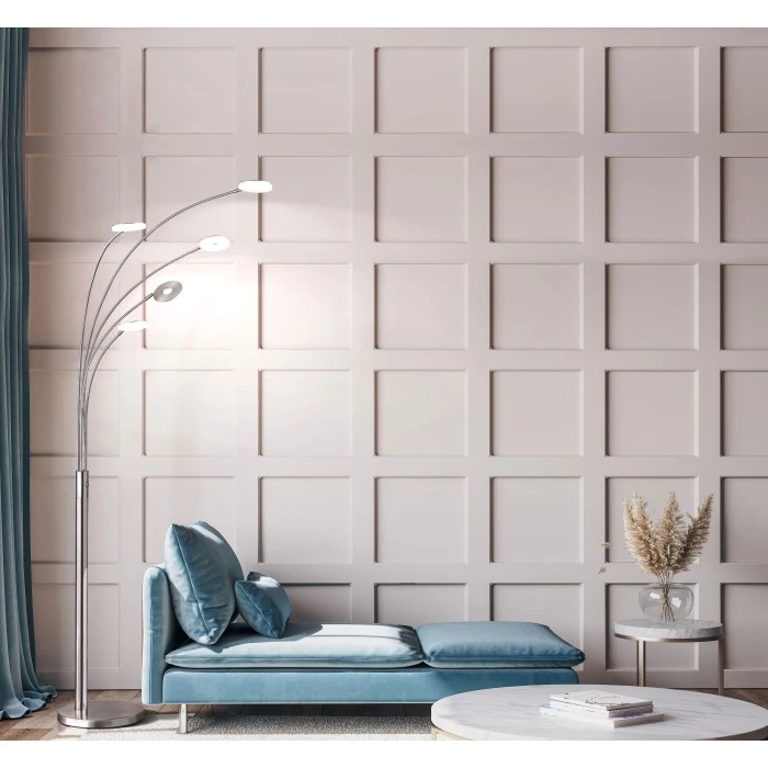 Honsel Leuchten Fischer & Honsel Dent Stehleuchte LED Nickel-Matt, 5-flammig 1 Honsel Leuchten Fischer & Honsel Dent Stehleuchte LED Nickel-Matt, 5-flammig