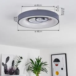 Hofstein Gabbiana Deckenleuchte LED Grau, Wei&szlig;, 1-flammig, Fernbedienung -LED Leuchten Verkäufe 2022 gabbiana deckenleuchte h3392232 3