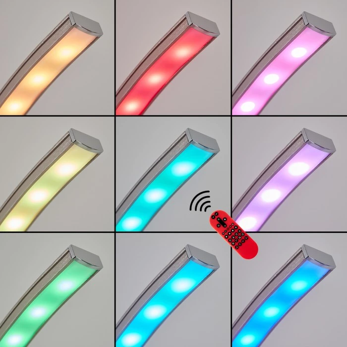 Hofstein Gamsen Stehleuchte LED Nickel-Matt, 3-flammig, Fernbedienung, Farbwechsler 2 Hofstein Gamsen Stehleuchte LED Nickel-Matt, 3-flammig, Fernbedienung, Farbwechsler – Bild 2