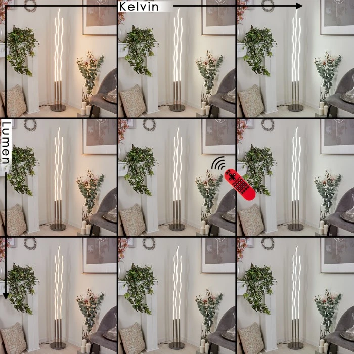 Hofstein Gamsen Stehleuchte LED Nickel-Matt, 3-flammig, Fernbedienung, Farbwechsler 3 Hofstein Gamsen Stehleuchte LED Nickel-Matt, 3-flammig, Fernbedienung, Farbwechsler – Bild 3