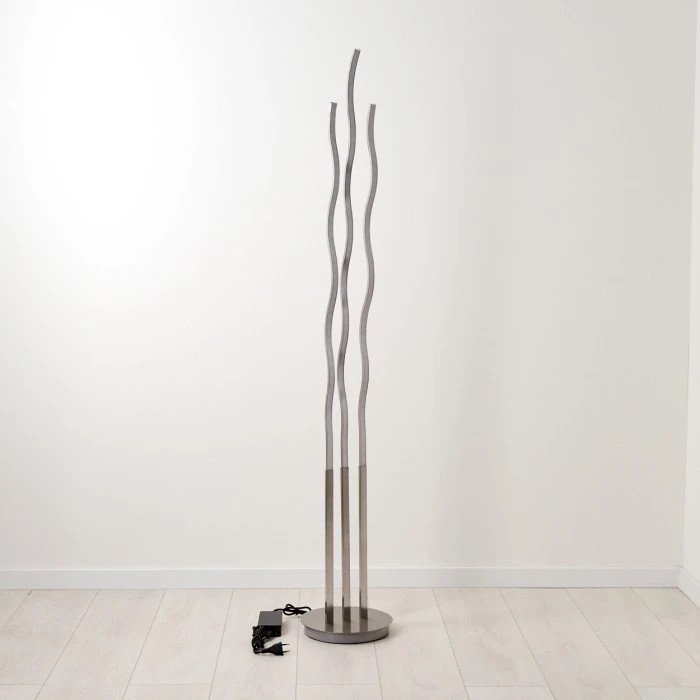 Hofstein Gamsen Stehleuchte LED Nickel-Matt, 3-flammig, Fernbedienung, Farbwechsler 5 Hofstein Gamsen Stehleuchte LED Nickel-Matt, 3-flammig, Fernbedienung, Farbwechsler – Bild 5