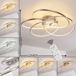 Hofstein Gimdalen Deckenleuchte LED Nickel-Matt, 1-flammig, Fernbedienung