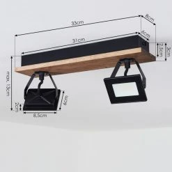 Hofstein Giresta Deckenleuchte LED Schwarz, Braun, 2-flammig -LED Leuchten Verkäufe 2022 giresta deckenleuchte h3426302 3