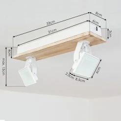 Hofstein Giresta Deckenleuchte LED Wei&szlig;, Naturfarben, 2-flammig -LED Leuchten Verkäufe 2022 giresta deckenleuchte h3435816 3