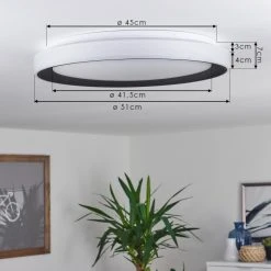 Hofstein Gladstone Deckenleuchte LED Schwarz, Wei&szlig;, 1-flammig, Fernbedienung -LED Leuchten Verkäufe 2022 gladstone deckenleuchte h3384541 3