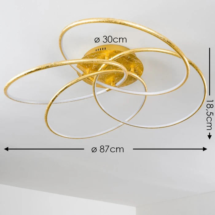 Hofstein Glen Deckenleuchte LED Gold, 1-flammig, Fernbedienung 2 Hofstein Glen Deckenleuchte LED Gold, 1-flammig, Fernbedienung – Bild 2