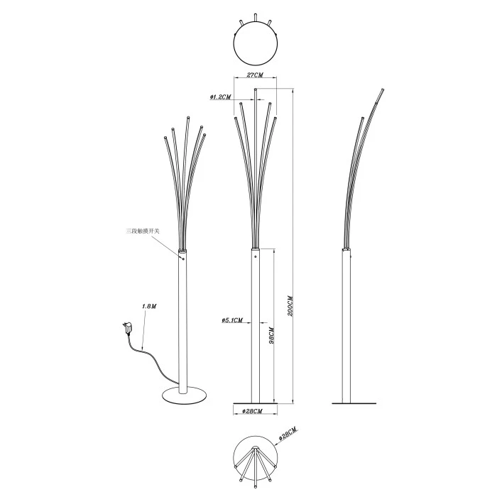 Globo BIZZY Bogenlampe LED Schwarz, 1-flammig 5 Globo BIZZY Bogenlampe LED Schwarz, 1-flammig – Bild 5