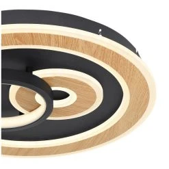 Globo CHESSY Deckenleuchte LED Schwarz, Weiß, Holzoptik, 1-flammig, Fernbedienung -LED Leuchten Verkäufe 2022 globo chessy deckenleuchte 48551 40sh 2