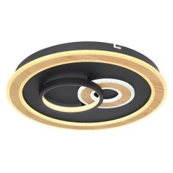 Globo CHESSY Deckenleuchte LED Schwarz, Weiß, Holzoptik, 1-flammig, Fernbedienung -LED Leuchten Verkäufe 2022 globo chessy deckenleuchte 48551 50sh 3