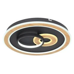 Globo CHESSY Deckenleuchte LED Schwarz, Weiß, Holzoptik, 1-flammig, Fernbedienung -LED Leuchten Verkäufe 2022 globo chessy deckenleuchte 48551 50sh 4