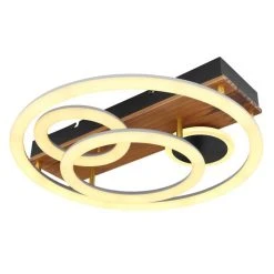 Globo DARRYL Deckenleuchte LED Schwarz, Holz dunkel, 1-flammig, Fernbedienung -LED Leuchten Verkäufe 2022 globo darryl deckenleuchte 67265 55 5