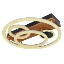 Globo DARRYL Deckenleuchte LED Schwarz, Holz dunkel, 1-flammig, Fernbedienung -LED Leuchten Verkäufe 2022 globo darryl deckenleuchte 67265 55 7