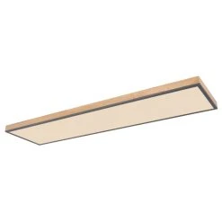 Globo DORO Deckenpanel LED Schwarz, Holzoptik, 1-flammig, Fernbedienung