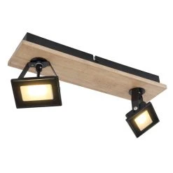 Globo JOYA Deckenleuchte LED Schwarz, Holz hell, 2-flammig