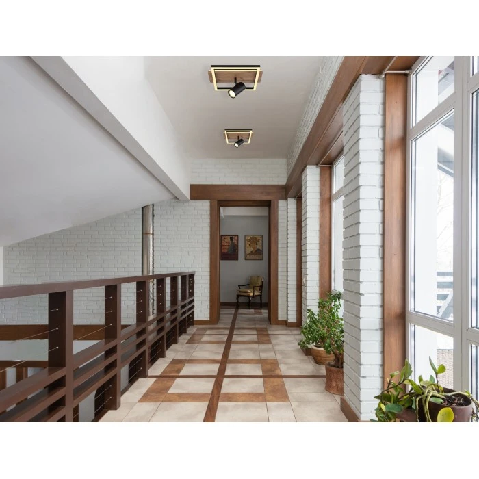 Globo KASSU Deckenleuchte LED Schwarz, Weiß, Holzoptik, 1-flammig 1 Globo KASSU Deckenleuchte LED Schwarz, Weiß, Holzoptik, 1-flammig