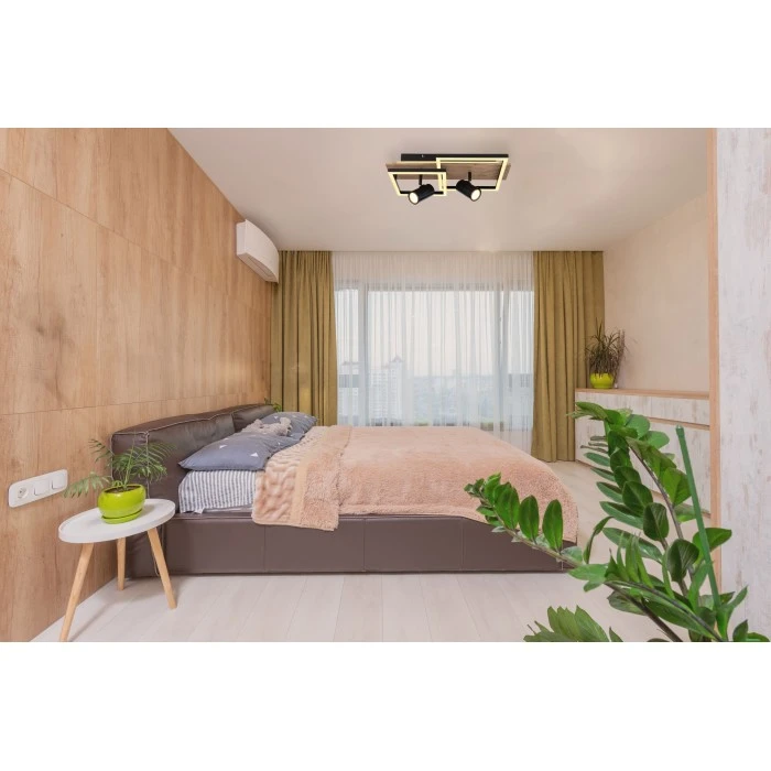 Globo KASSU Deckenleuchte LED Schwarz, Weiß, Holzoptik, 2-flammig 1 Globo KASSU Deckenleuchte LED Schwarz, Weiß, Holzoptik, 2-flammig