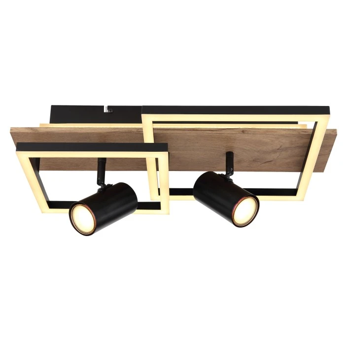 Globo KASSU Deckenleuchte LED Schwarz, Weiß, Holzoptik, 2-flammig 4 Globo KASSU Deckenleuchte LED Schwarz, Weiß, Holzoptik, 2-flammig – Bild 4