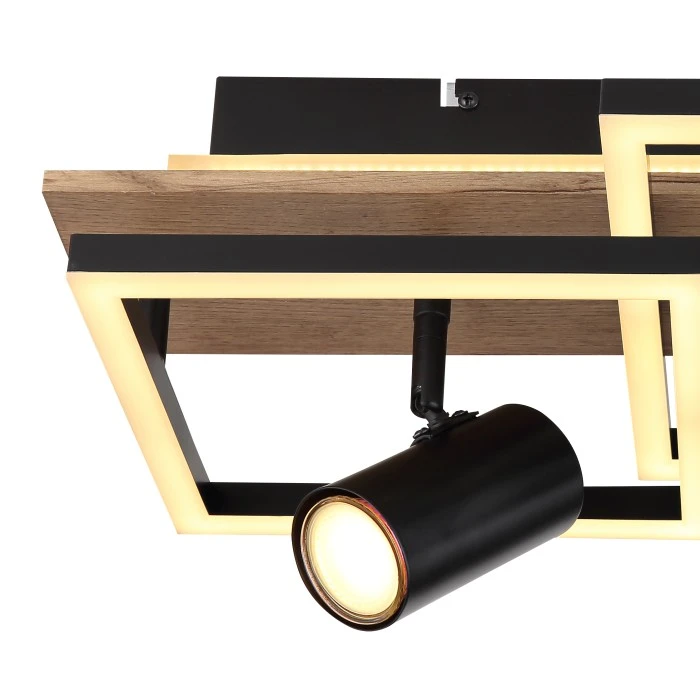 Globo KASSU Deckenleuchte LED Schwarz, Weiß, Holzoptik, 2-flammig 6 Globo KASSU Deckenleuchte LED Schwarz, Weiß, Holzoptik, 2-flammig – Bild 6