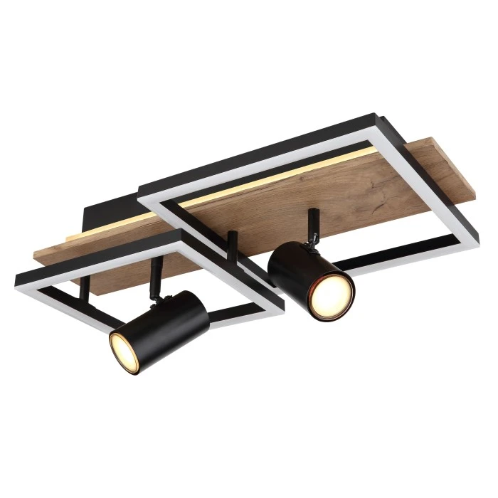 Globo KASSU Deckenleuchte LED Schwarz, Weiß, Holzoptik, 2-flammig 8 Globo KASSU Deckenleuchte LED Schwarz, Weiß, Holzoptik, 2-flammig – Bild 8