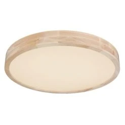 Globo LEANARA Deckenleuchte LED Holz hell, 1-flammig, Fernbedienung, Farbwechsler