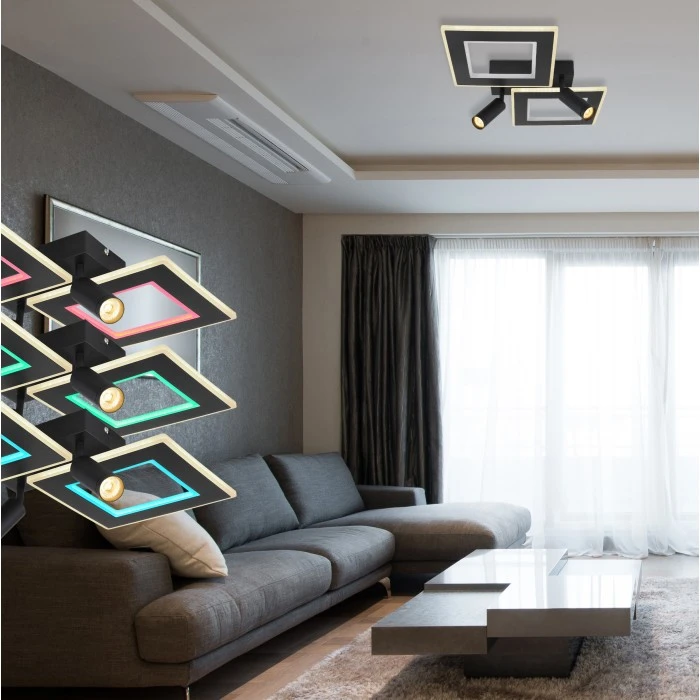 Globo MARIAN Deckenleuchte LED Schwarz, 1-flammig, Fernbedienung, Farbwechsler 1 Globo MARIAN Deckenleuchte LED Schwarz, 1-flammig, Fernbedienung, Farbwechsler